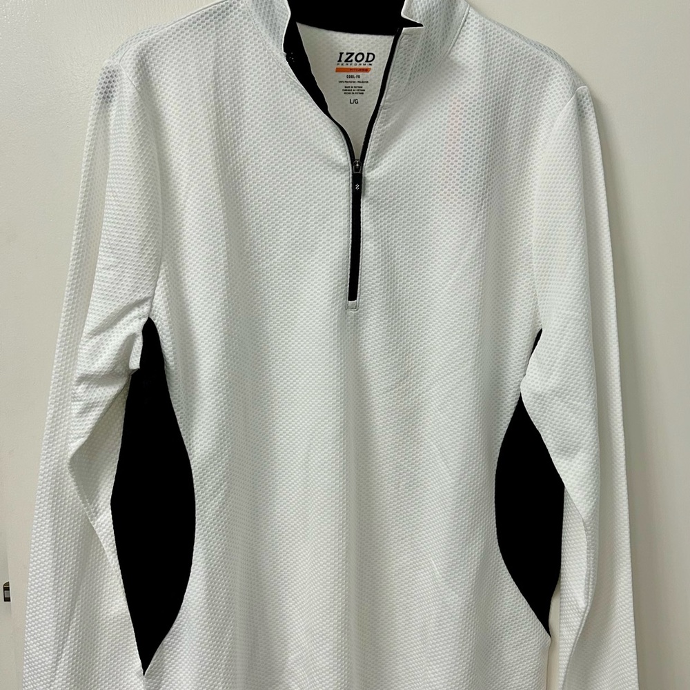 Izod Women’s White and Black Lightweight 1/4 Zip Long Sleeve Sz Large